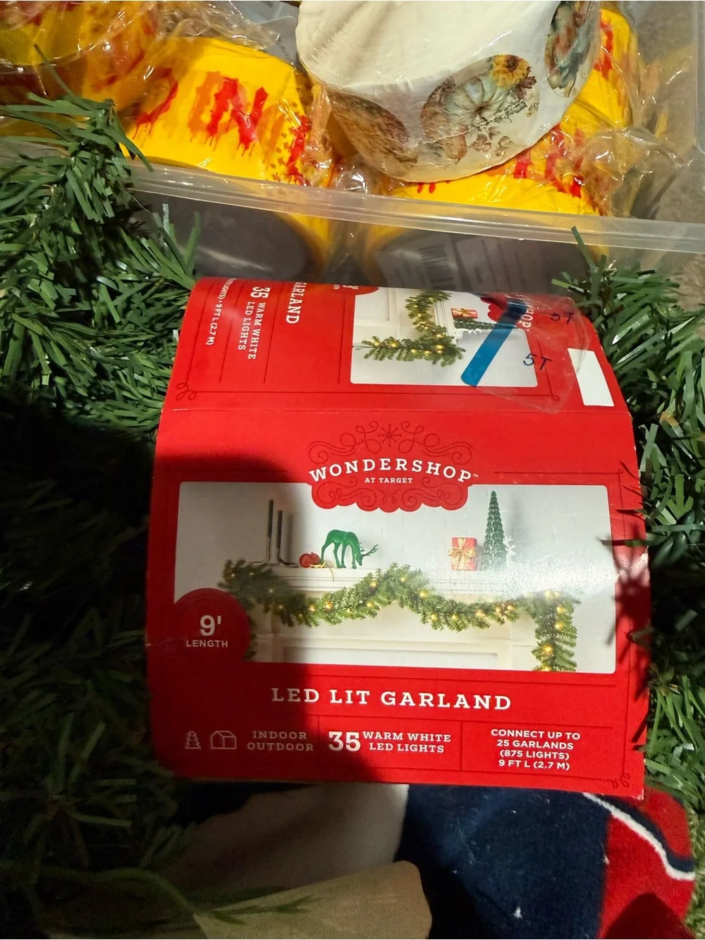 Wondershop Green Garland with Warm White LEDs